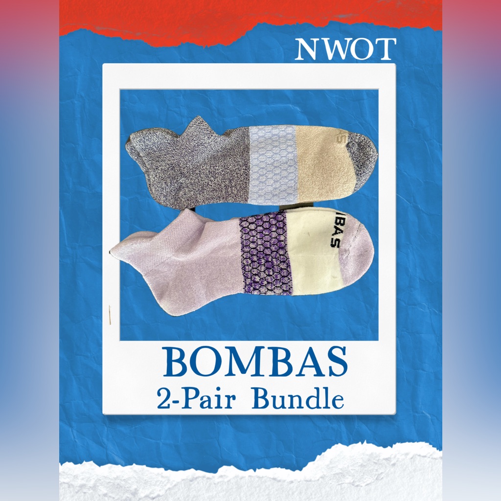 Bombas Performance Running Ankle Socks Sz Lg 2-Pair Bundle Nwot